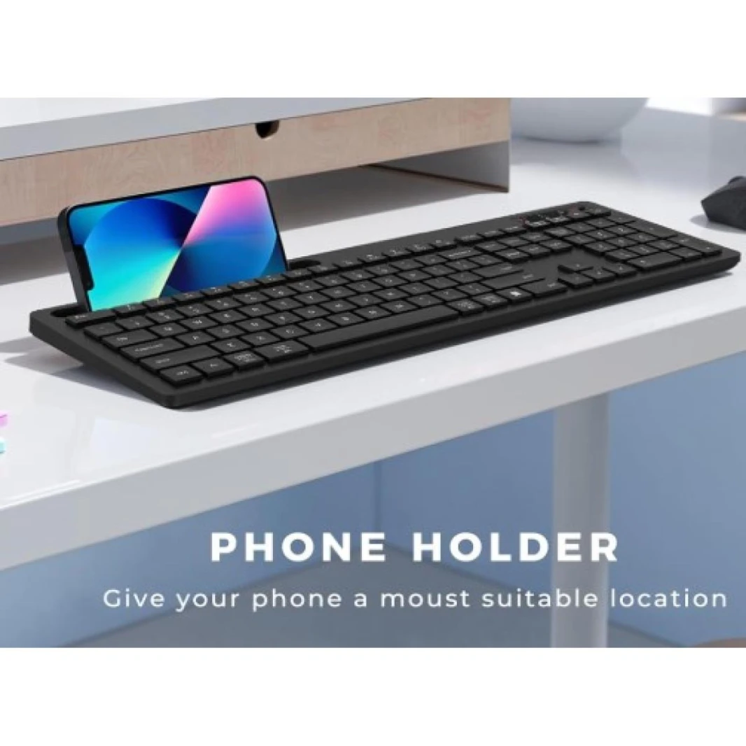 FD K780T Multi-Device Wireless Keyboard & Bluetooth for Computer, Phone and Tablet, Windows, Mac FLOW Cross-Computer Control Compatible - Speckles Arabic / English