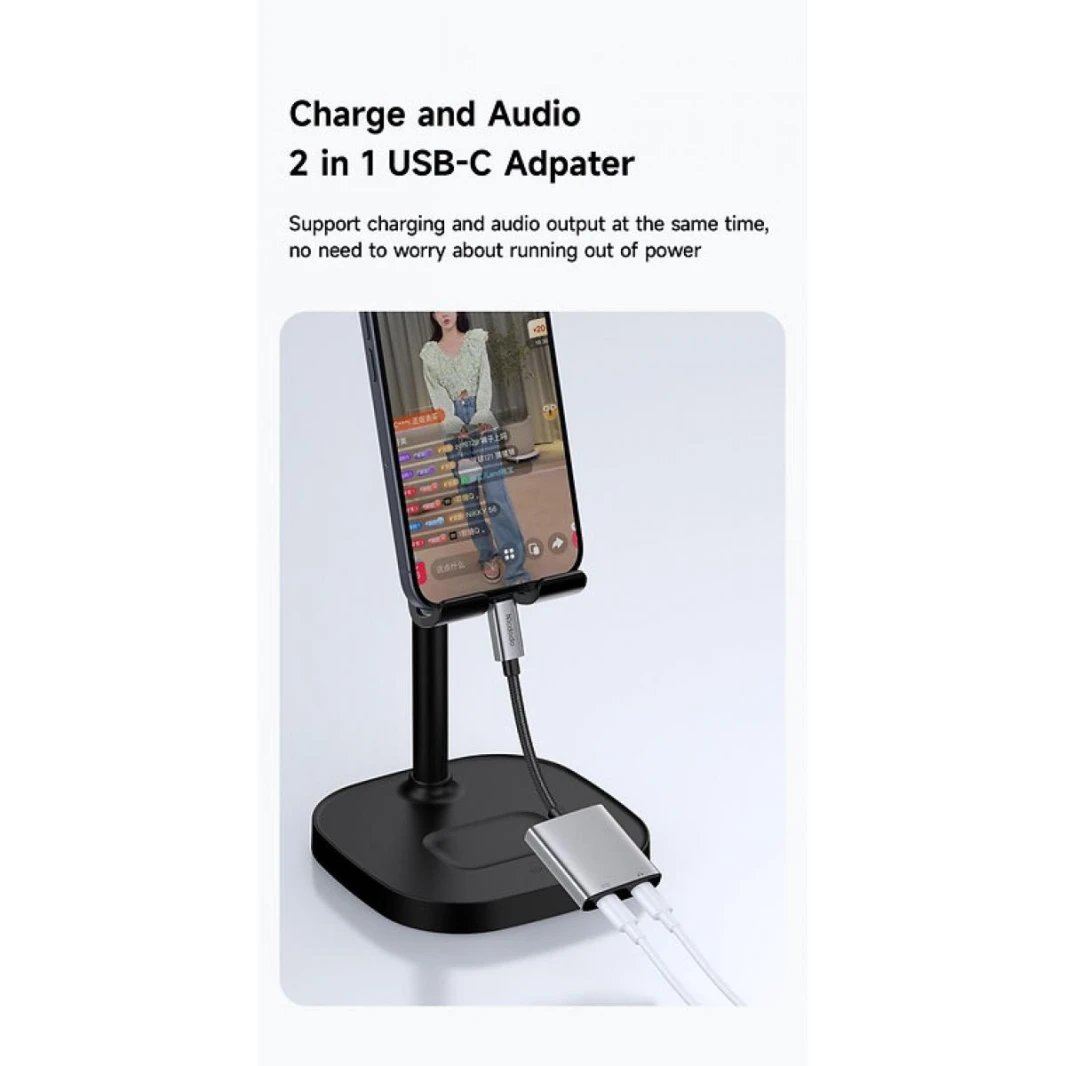 Mcdodo 2 in 1 USB-C to USB-C + DC 3.5mm Audio Converter Adapter, PD, 60W Rapid Charging, Music Playback, Instant Access, Type-C Earphone Converter Adapter, Charging, Aluminum Alloy Exterior, Headphone
