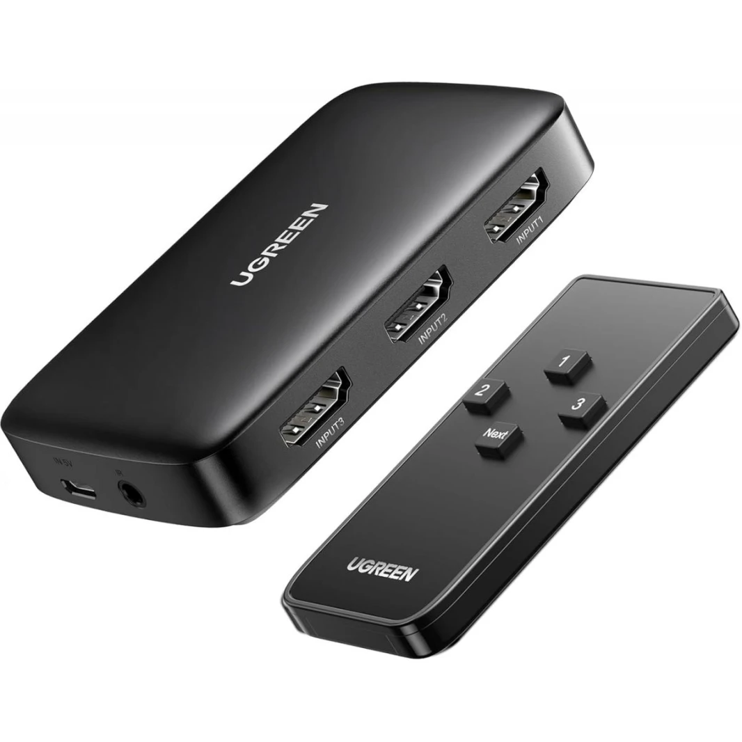 UGREEN HDMI Switch 3 in 1 Out 4K HDMI Splitter with Remote Supports HDR CEC 3D HDCP1.4 HDMI 3 Port Box Hub 4K 30Hz, Compatible with PS5 PS4 Xbox Fire Stick Roku Apple TV PC