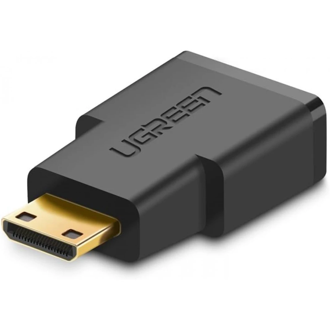 UGREEN Mini HDMI Male To HDMI Female Adapter, Gold Plated Compatible With Smartphones, Camcorder, Tablets and Cameras - Black