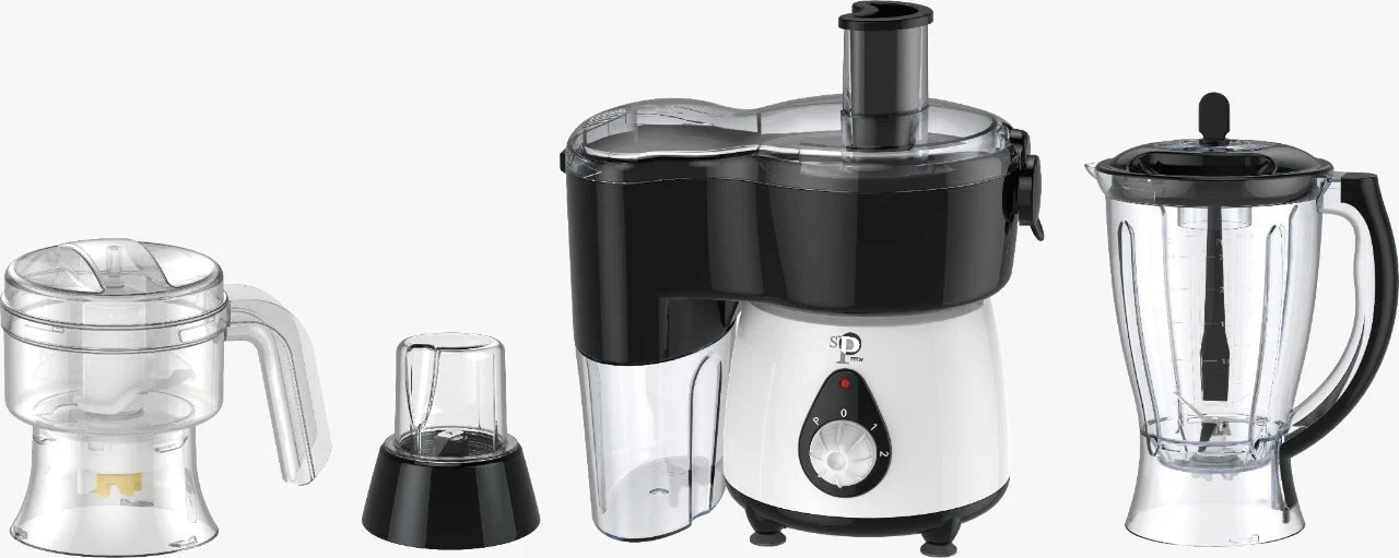 محضر طعام Sptech (مفرمة، عصارة، مطحنة، خلاط)، قدرة 500 واط، أسود