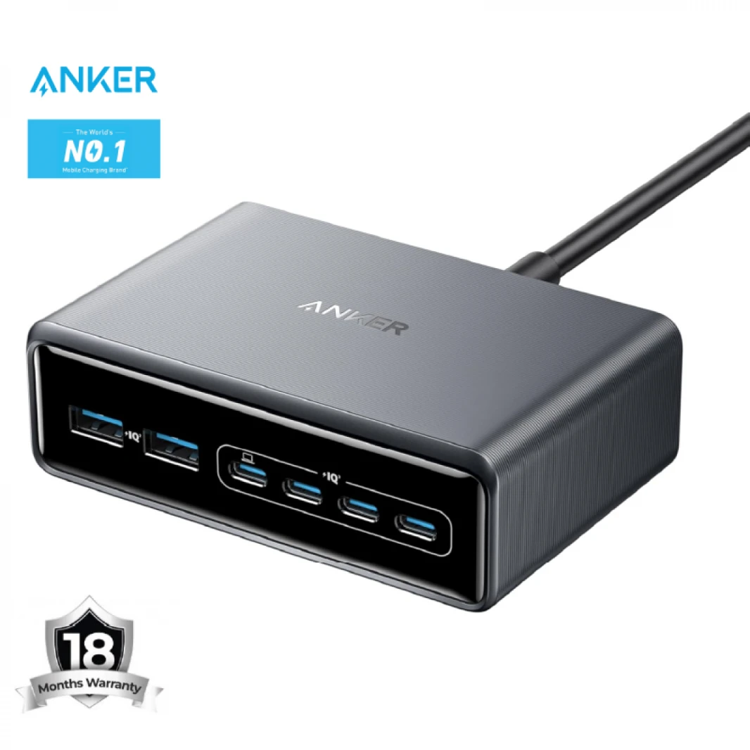 Anker Prime Charger, 200 W 6 Ports GaN Charging Station, USB-C PD Desktop Charger with Quick Charging  / 18 Months Warranty