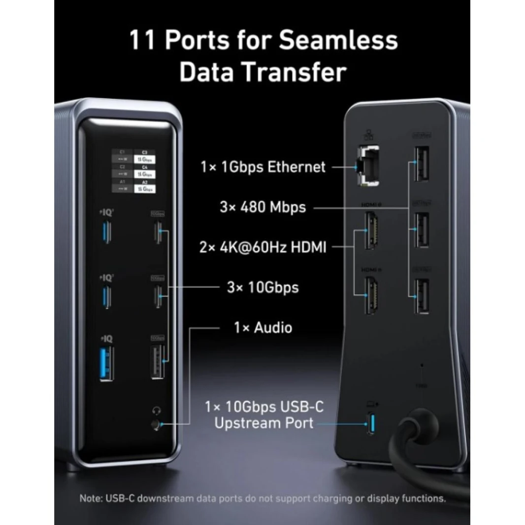 Anker Prime Charging Docking Station (14-in-1, Dual Display, 160W) charging and streaming – 4 USB-C, 5 USB-A, 2 HDMI, 1 audio and 1 Ethernet - 18 Month Warranty