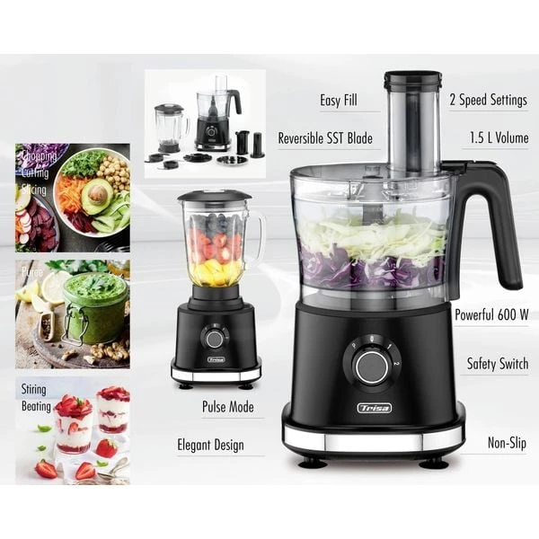 Trisa Food Processor, 1.5Lit, Black