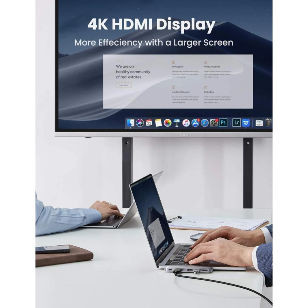 UGREEN Hub USB Type C to 4K HDMI Thunderbolt 3 100W Power Delivery 3 USB 3.0 Port Adapter Dock Station for MacBook Air M1 2020 2019 2018 MacBook Pro M1 2019 2018 2017, Silver