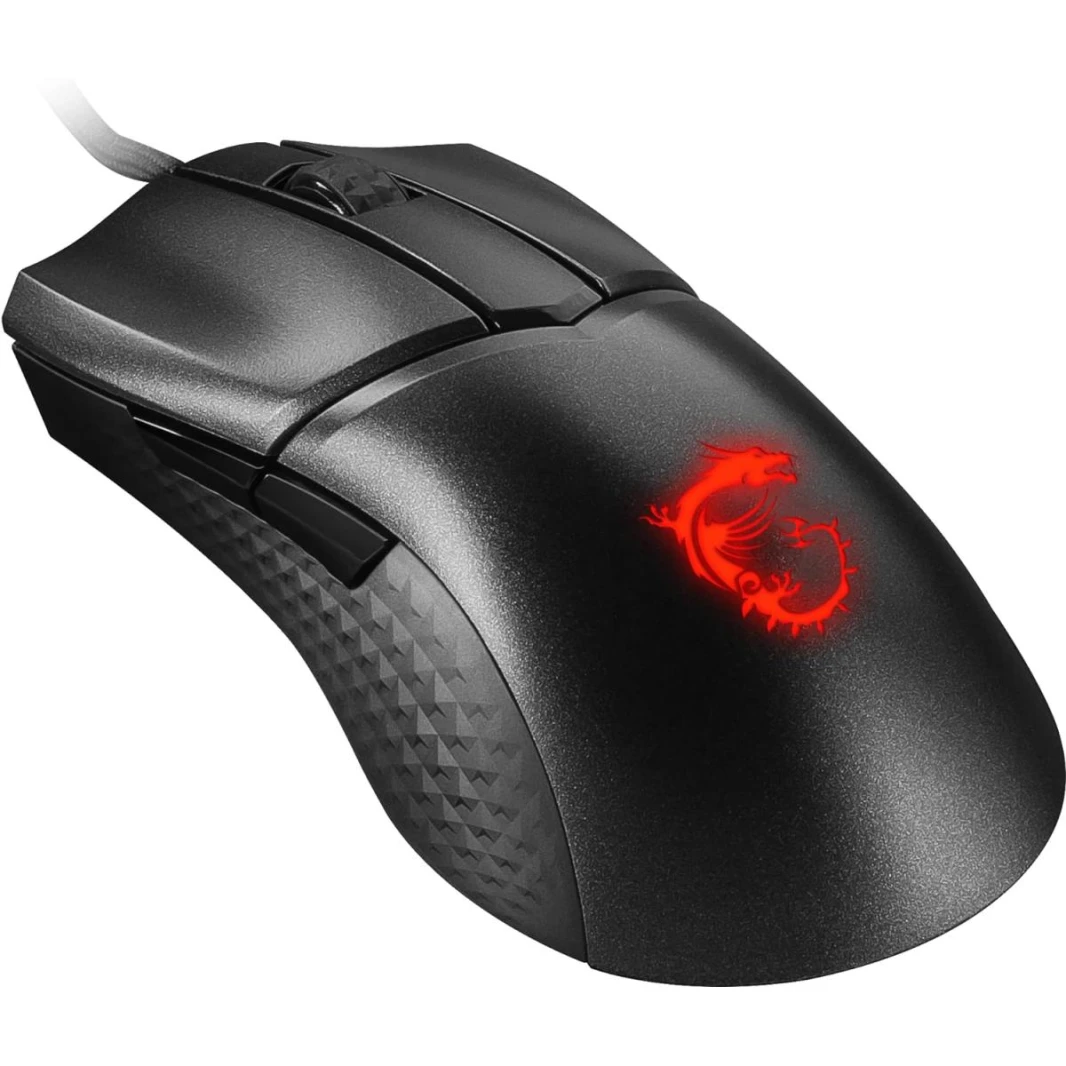 MSI CLUTCH GM31 LIGHTWEIGHT Gaming Mouse - 12000 DPI Optical Sensor, Right-Handed, 60M+ Click OMRON Switches, 6-Buttons, FriXionFree Cable, 1ms Latency, RGB Mystic Light, 58g