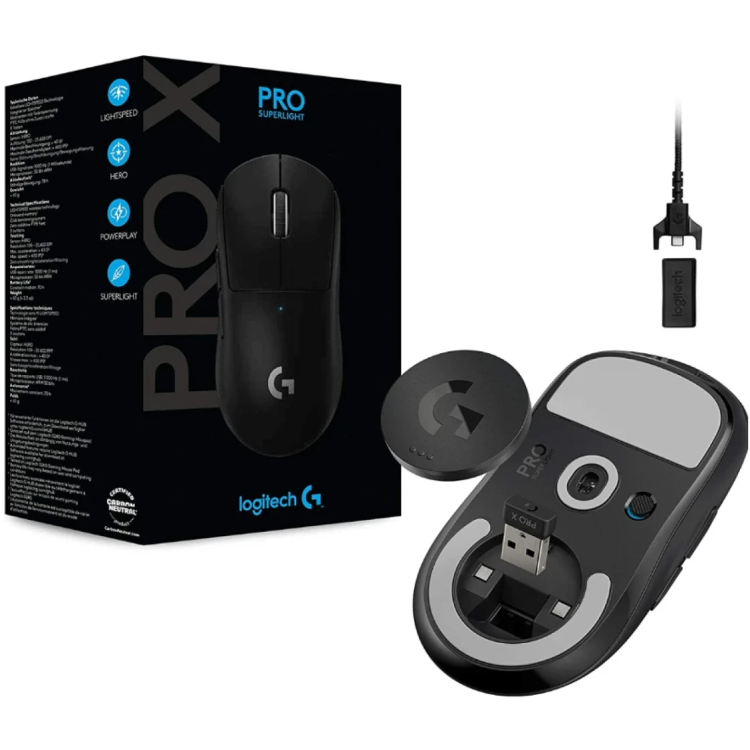Logitech G PRO X SUPERLIGHT Wireless Gaming Mouse, Ultra-Lightweight, HERO 25K Sensor, 25,600 DPI, 5 Programmable Buttons, Long Battery Life
