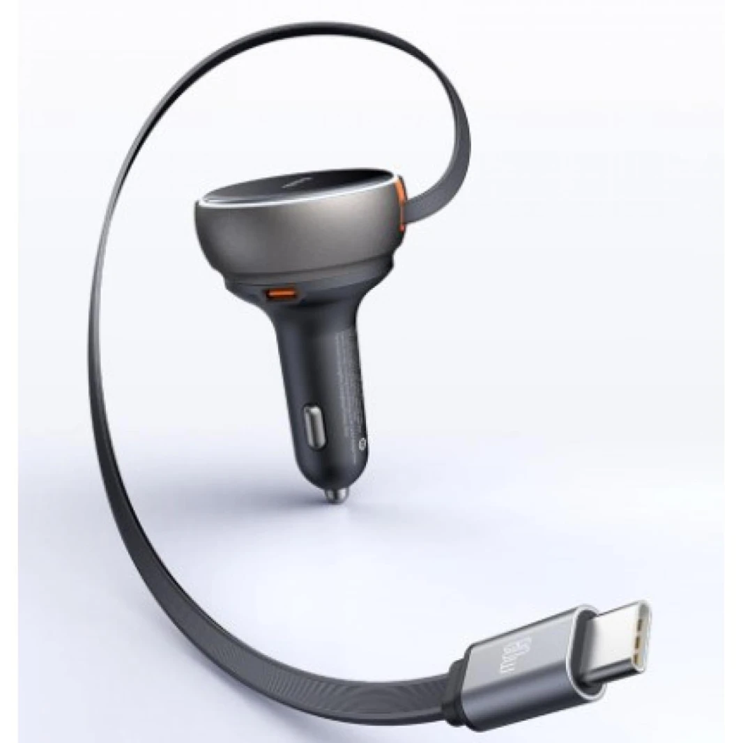 MCDODO CC4850 80W CAR CHARGER BUILT-IN 80CM RETRACTABLE CABLE - BLACK - 18 Months Warranty