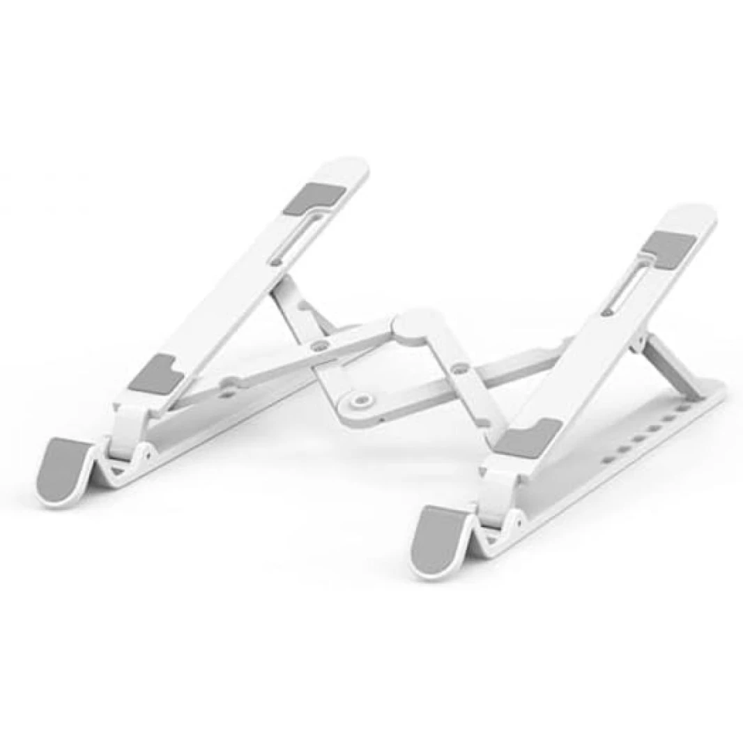 WiWU S500 Laptop Stand Adjustable Angle Silicone Mat Lightweight Foldable Stable Support Silver White