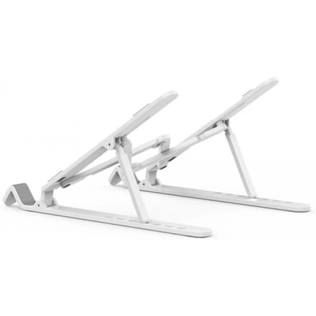 WiWU S500 Laptop Stand Adjustable Angle Silicone Mat Lightweight Foldable Stable Support Silver White