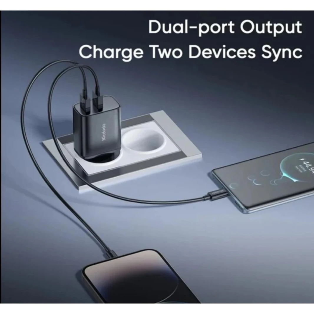 Mcdodo CH-5071 USB-A X 2 Port 12W Fast Wall Charger + USB-A to Lightning Cable - (black) - 18 Months Warranty