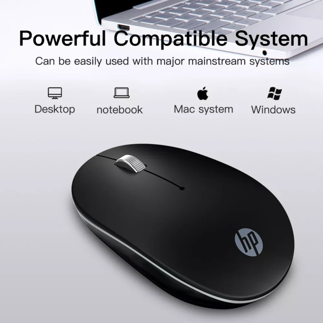 HP Mouse S1500 Wireless Ergonomic Design 1600 DPI Mouse Smart Auto-sleep Function - Black