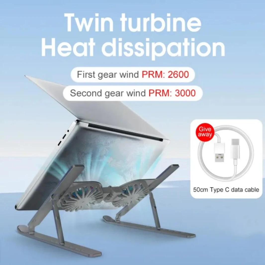 Adjustable Laptop Stand with USB Cooling Fan, Foldable Aluminum Computer Stand with Heat Vent, Suitable for 10-17" Laptops - Pink