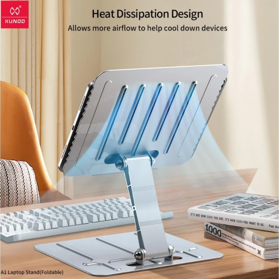Adjustable Laptop Stand Aluminum Alloy A1 Riser Ergonomic Notebook Holder Home Office PC Tray Rack Foldable & Portable