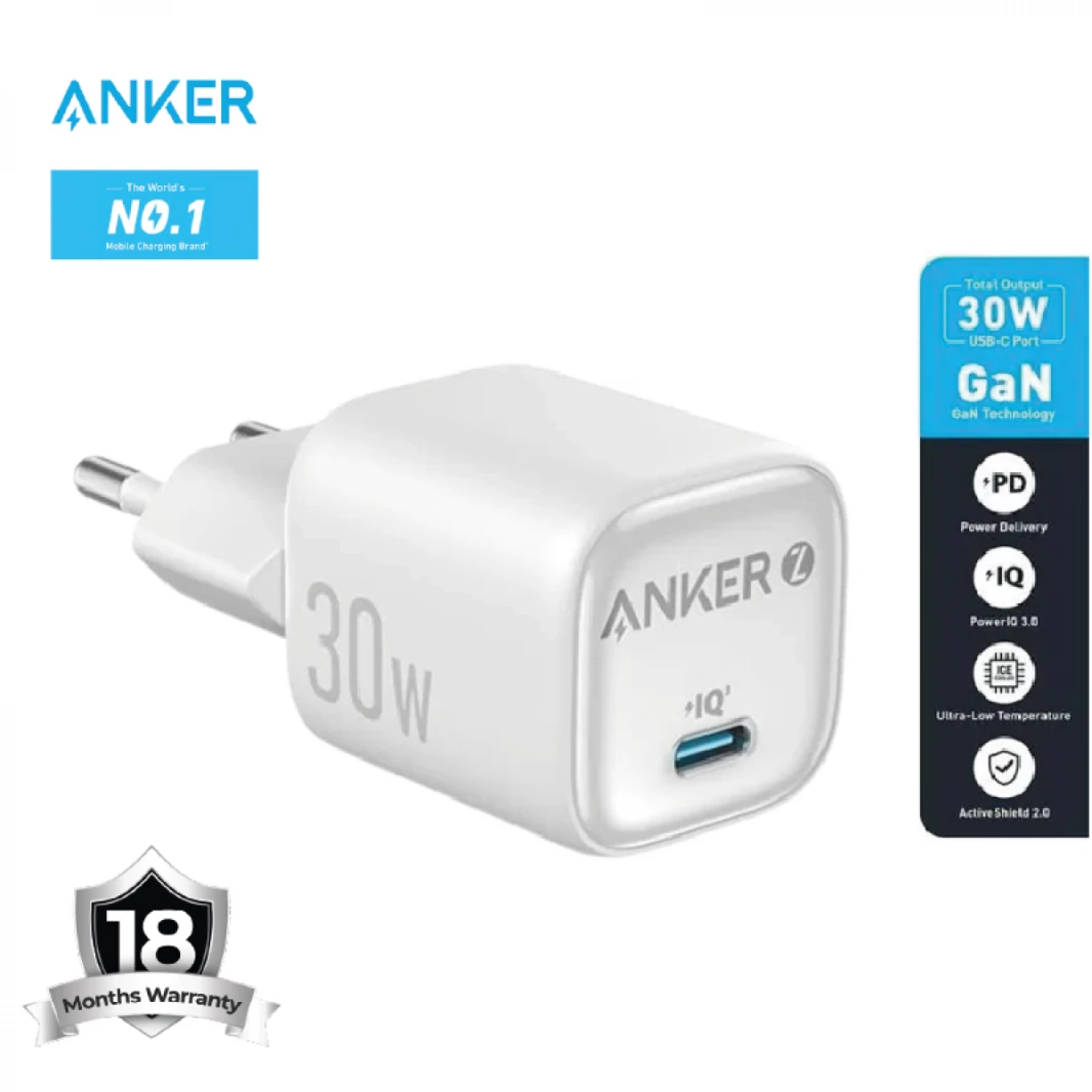 Anker Zolo A2698L21 Wall Charger Type-C 30W Fast Charging - White  / 18 Months Warranty