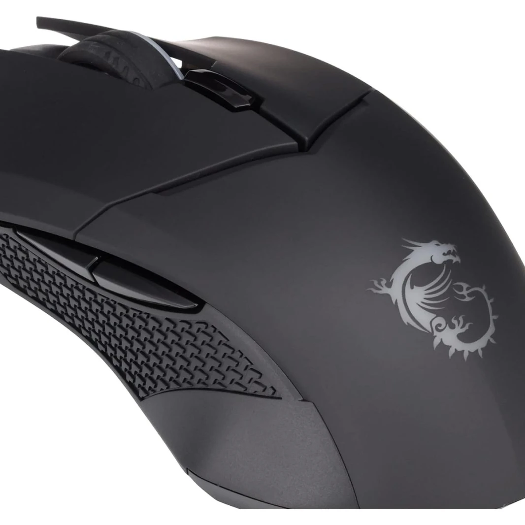 MSI Clutch GM08 Gaming Mouse, 4200 DPI, Optical Sensor, 3 Adjustable Weights, Red LED Lighting, Symmetrical Design, Black
