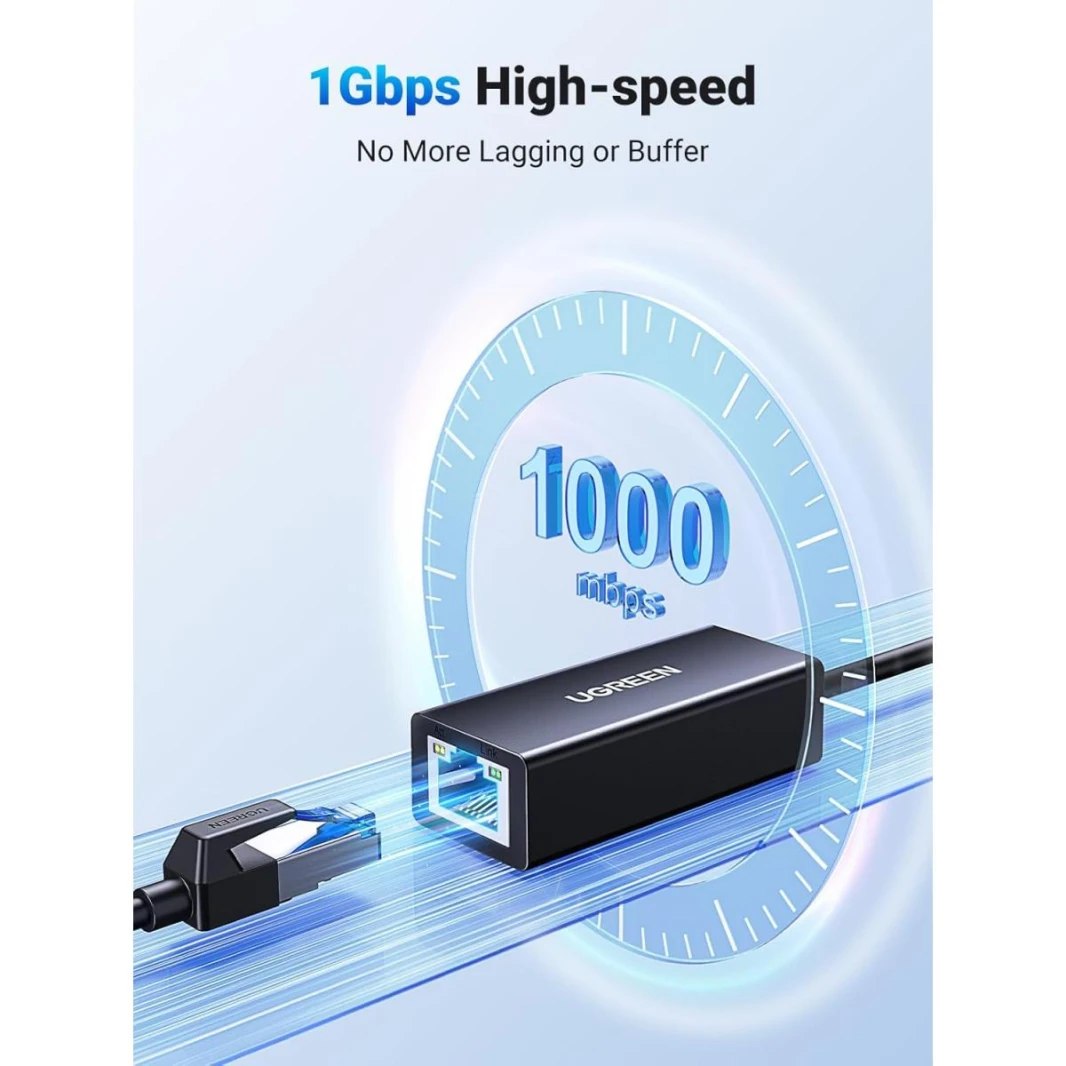 UGREEN USB to Ethernet Adapter, 1000Mbps Ethernet Adapter with USB 3.0, Driver Free, RJ45 LAN Network Adapter Compatible with Nintendo Switch, Laptop, PC, MacBook, Windows, macOS, Linux