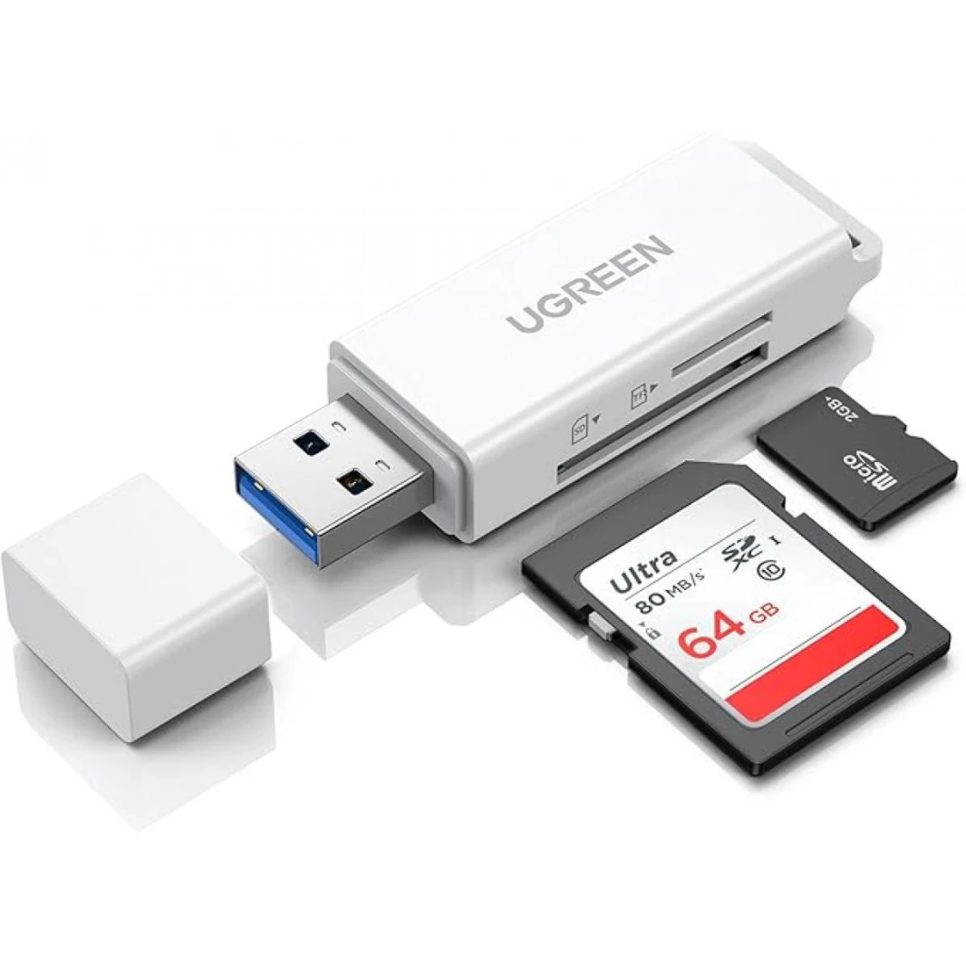 UGREEN SD Card Reader Memory Card Adapter USB 3.0 to UHS-I SD, Micro SD, SDXC, SDHC, Micro SDXC, Micro SDHC, MMC, RS-MMC Adaptor Hub with 2 Slots,Cap,keychain for MacBook Pro,Windows,Linux
