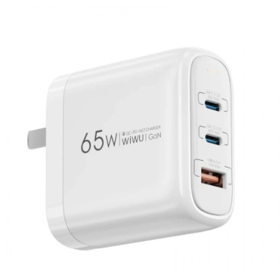 WIWU Ark GaN 65W Fast Charger QC & PD Multi Port Power - White