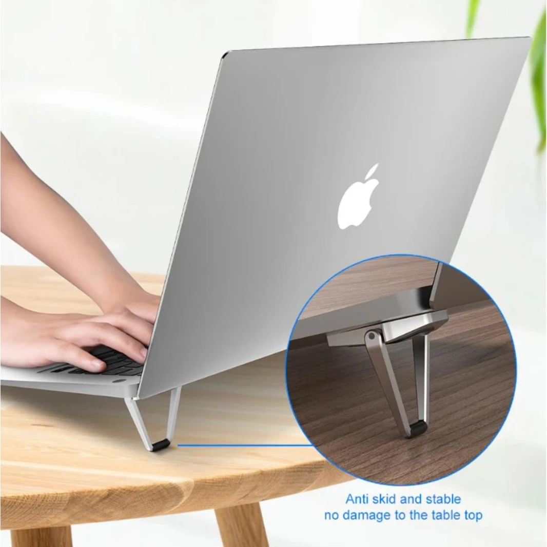Portable Invisible Laptop Stand | Mini Aluminum Cooling Pad Lightweight Laptop Desk Stand for MacBook and Other Laptops (Silver)