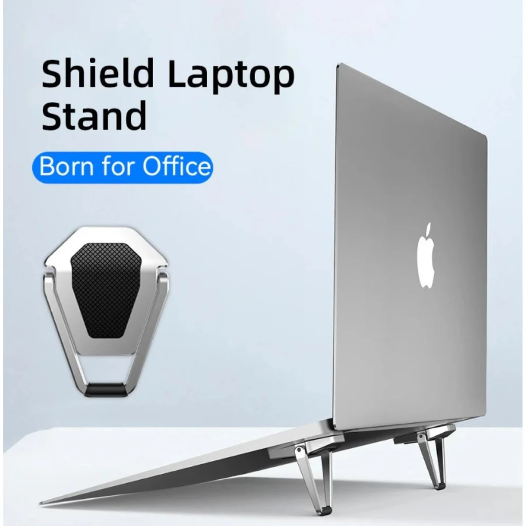 Portable Invisible Laptop Stand | Mini Aluminum Cooling Pad Lightweight Laptop Desk Stand for MacBook and Other Laptops (Silver)