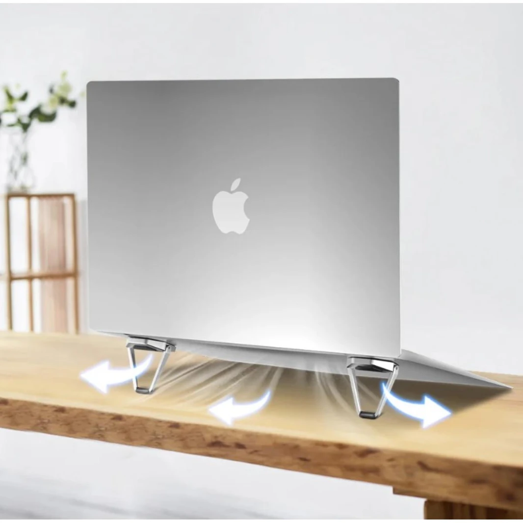 Portable Invisible Laptop Stand | Mini Aluminum Cooling Pad Lightweight Laptop Desk Stand for MacBook and Other Laptops (Silver)