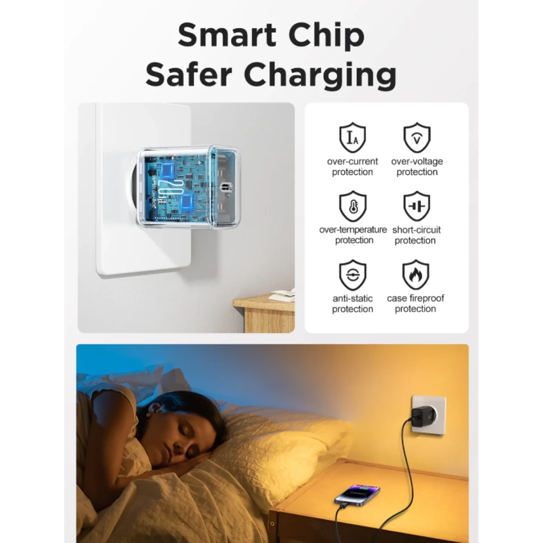 JOYROOM JR-TCF06 PD 20W Charger  / With a C to L Cable 1m Smart chip, safe for battery Charging with less heat, harmless to phone / 18 Months Warranty