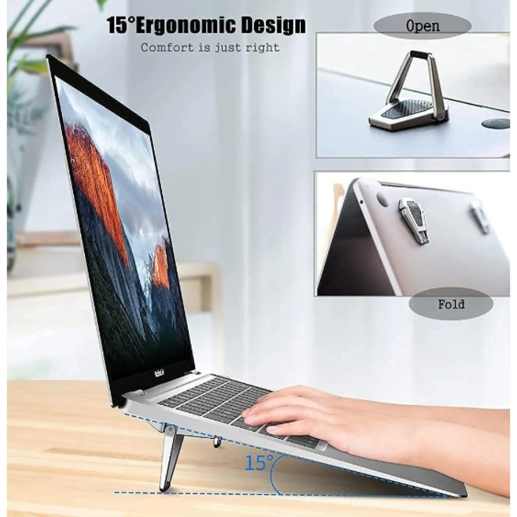 Portable Invisible Laptop Stand | Mini Aluminum Cooling Pad Lightweight Laptop Desk Stand for MacBook and Other Laptops (Silver)