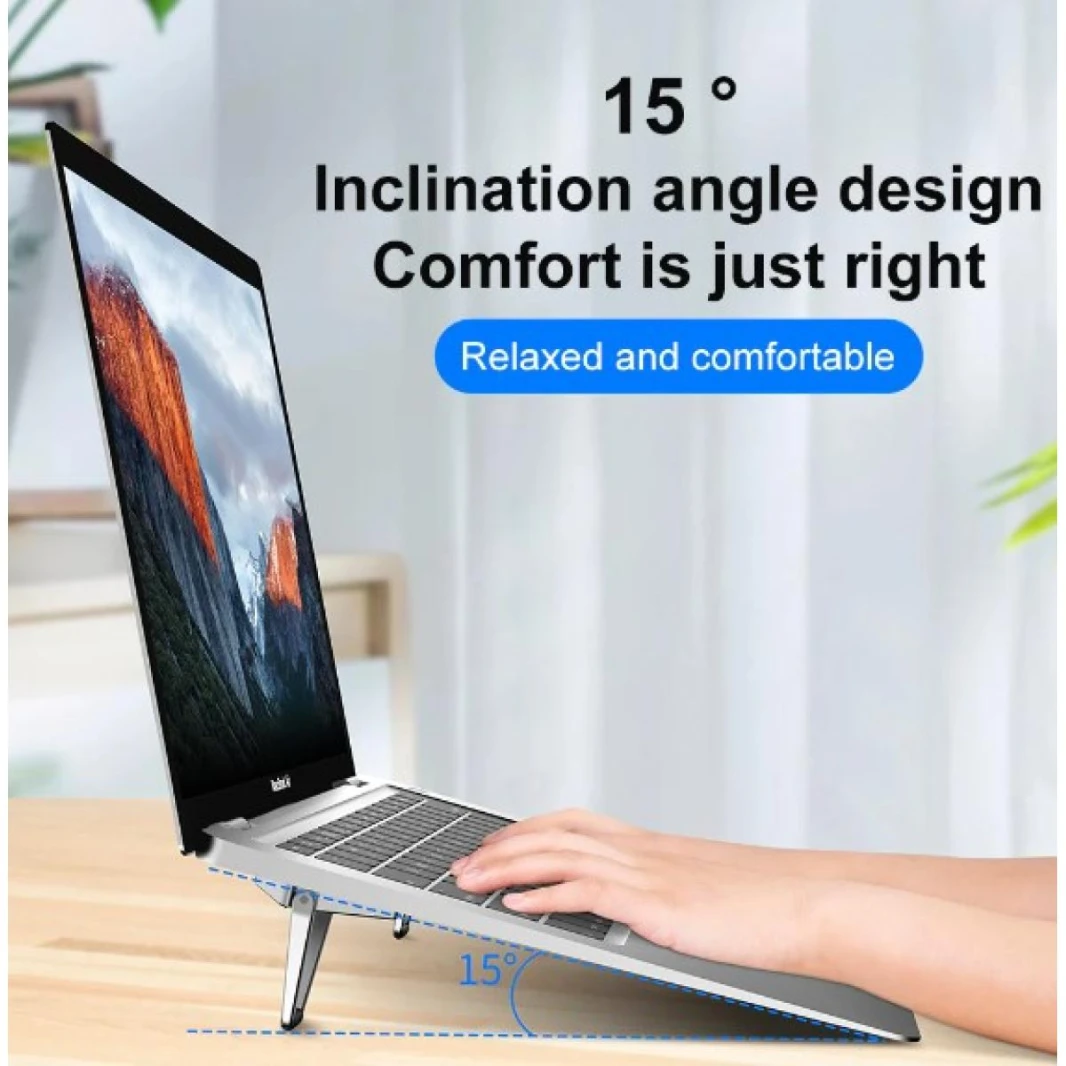 Portable Invisible Laptop Stand | Mini Aluminum Cooling Pad Lightweight Laptop Desk Stand for MacBook and Other Laptops (Silver)