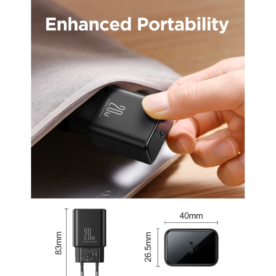JOYROOM JR-TCF06 PD 20W Charger  / With a C to L Cable 1m Smart chip, safe for battery Charging with less heat, harmless to phone / 18 Months Warranty