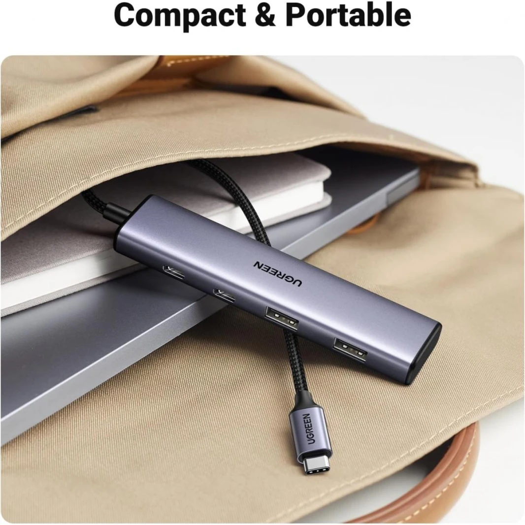 UGREEN Aluminium USB C Hub, 4 Ports USB C with 2 USB C & 2 USB 3.0, USB-C Multiport Splitter with 5Gbps for PC Laptop MacBook Pro/Air iMac iPad Pro Surface, iPhone 15/15 Pro