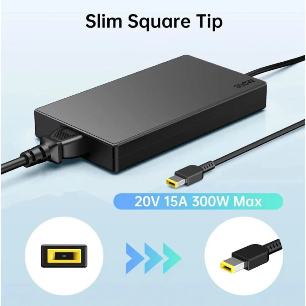 Lenovo 300W Slim Tip AC Adapter Charger Compatible With Legion 5 & 7 series w/ Power Cord - UK Outlet