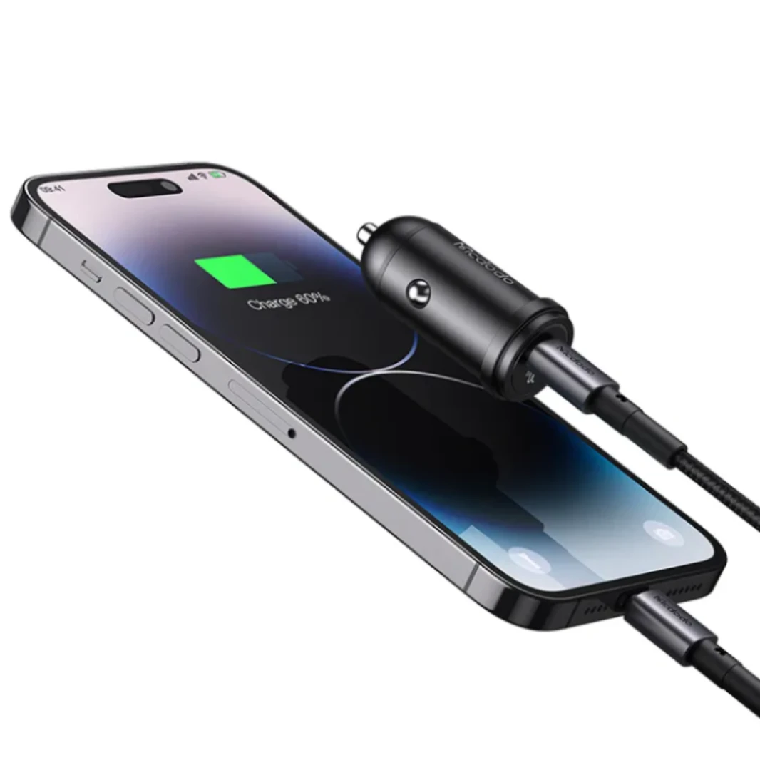 Mcdodo CC-7492 30W 1C PD Fast Car Charger+ 36W C to Lighting Cable 1.2m