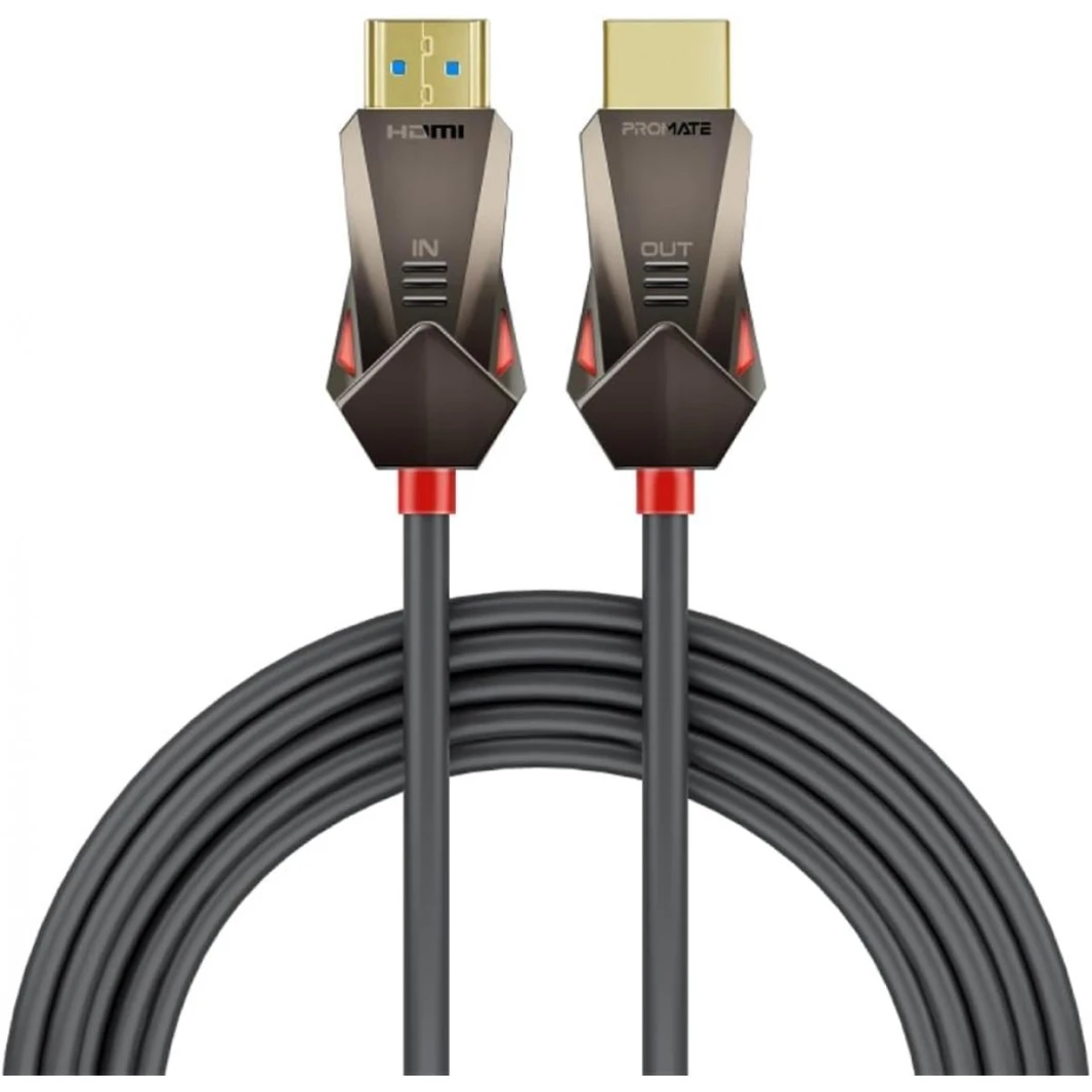 Promate ProLink4K60-15M HDMI Slim Cable 15m with 3D Support 4K@60hz, 18Gbps, Ethernet Support Fiber Optic Cable & Gold Plated