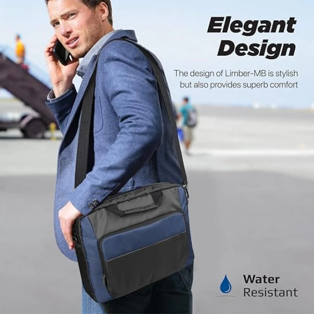Promate Limber Premium Lightweight Messenger Bag for Laptops up to 15.6” with Front Storage Zipper