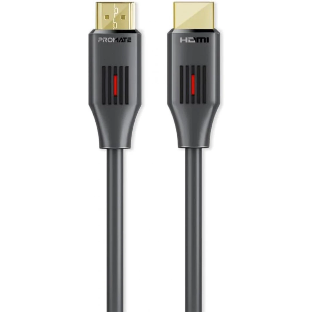 Promate HDMI 2.0 Cable, 4K@60Hz HDMI to HDMI Slim 1.5m Cable with 3D Video Support, 18Gbps Bandwidth, Ethernet Support and Gold-Plated Connectors for Laptops, Smart TVs, Monitors