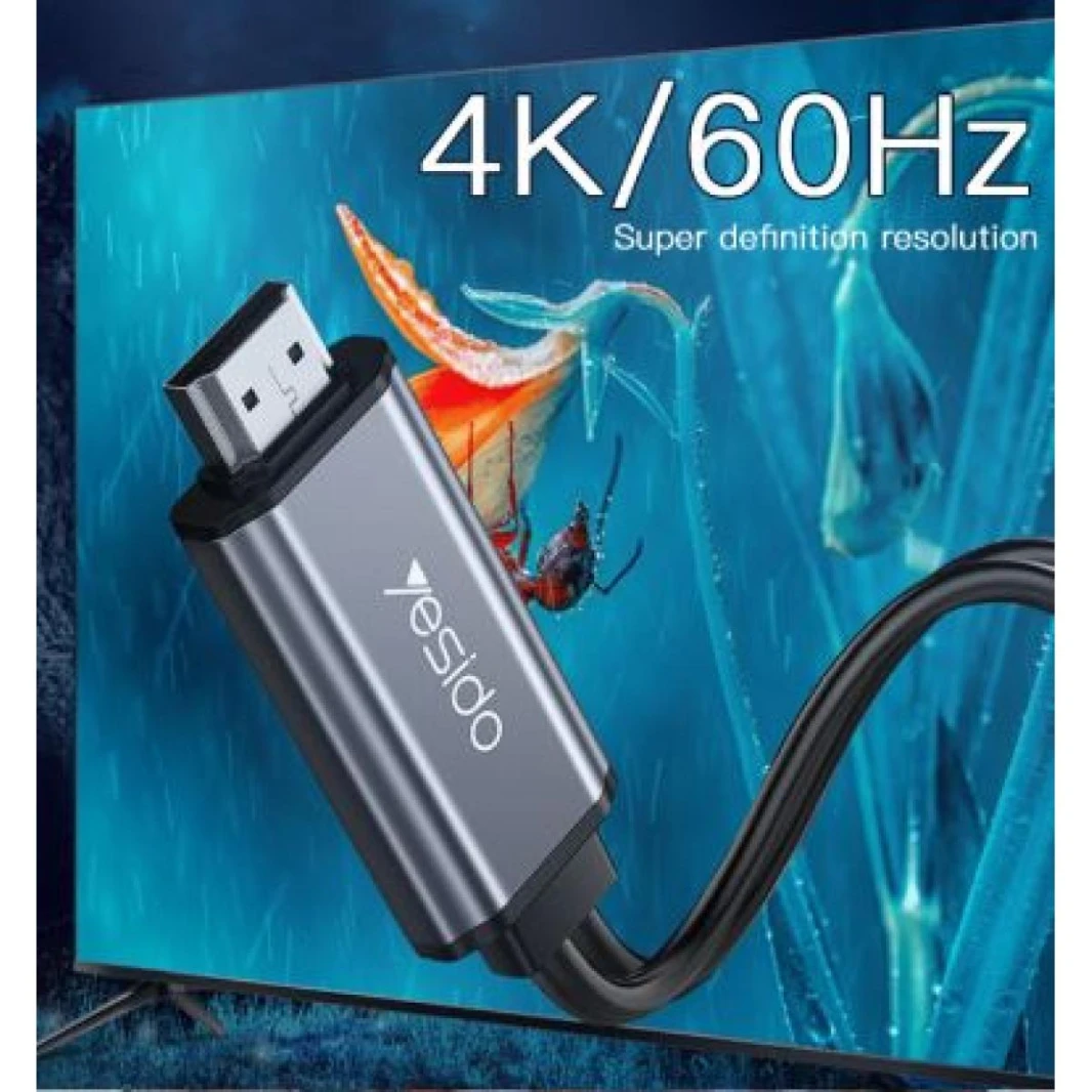 YESIDO HM02 HDMI Video Cable for Samsung Type-C to HDMI |2 meters Long | 4K/60hZ High 3D Effect