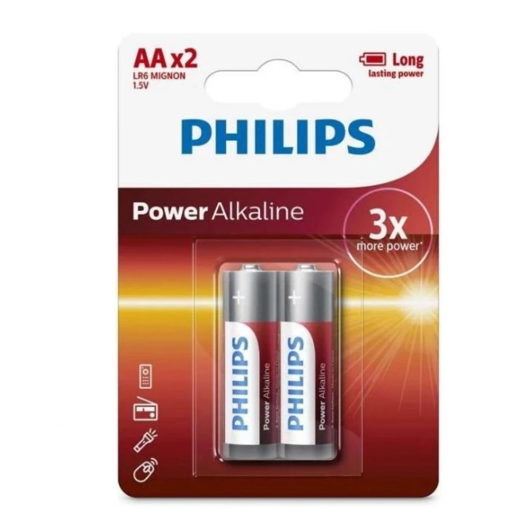 Philips Power Alkaline Batteries AA - Pack of 2