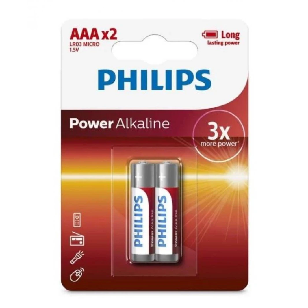 Philips Power Alkaline Batteries AAA - Pack of 2