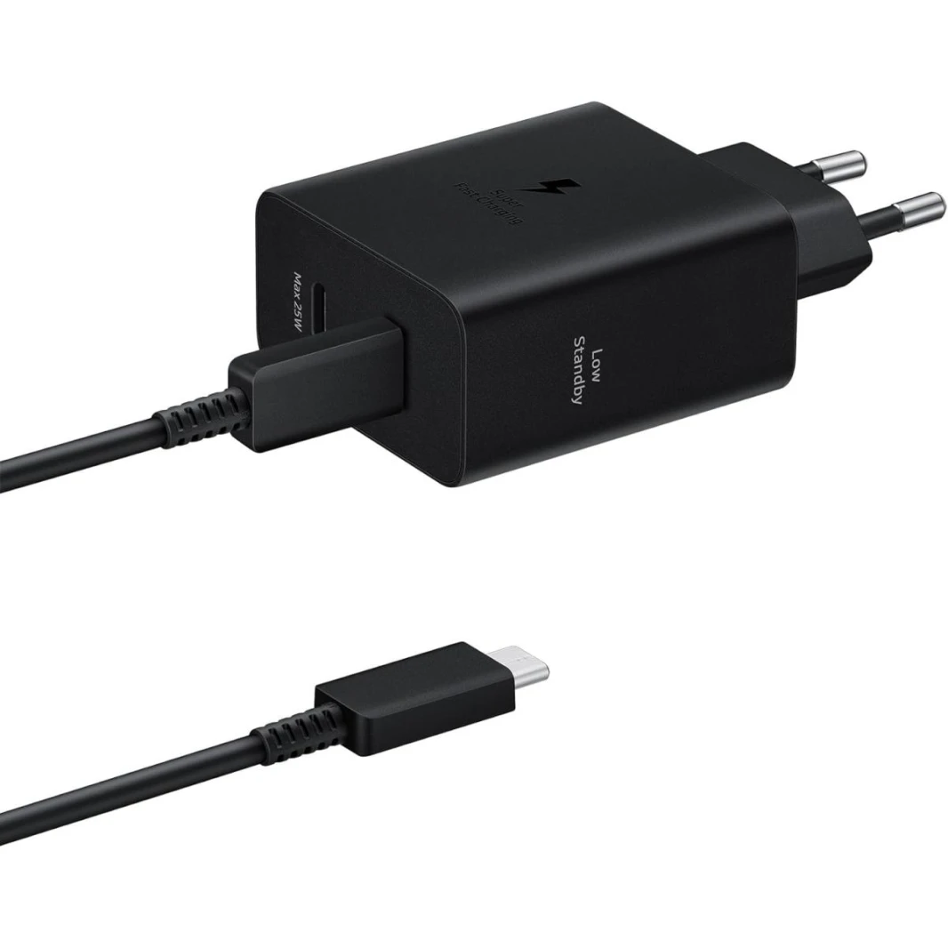 Samsung EP-T5020 Original Charger 50W Super Fast Charging, 2 USB Type-C Ports, (with cable), Black / 1 Year Warranty