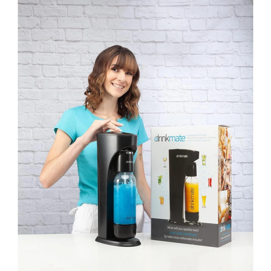 Drinkmate OmniFizz Sparkling Water and Soda Maker, Carbonates Any Drink Without Diluting It, CO2 Cylinder 60L (Included) - White