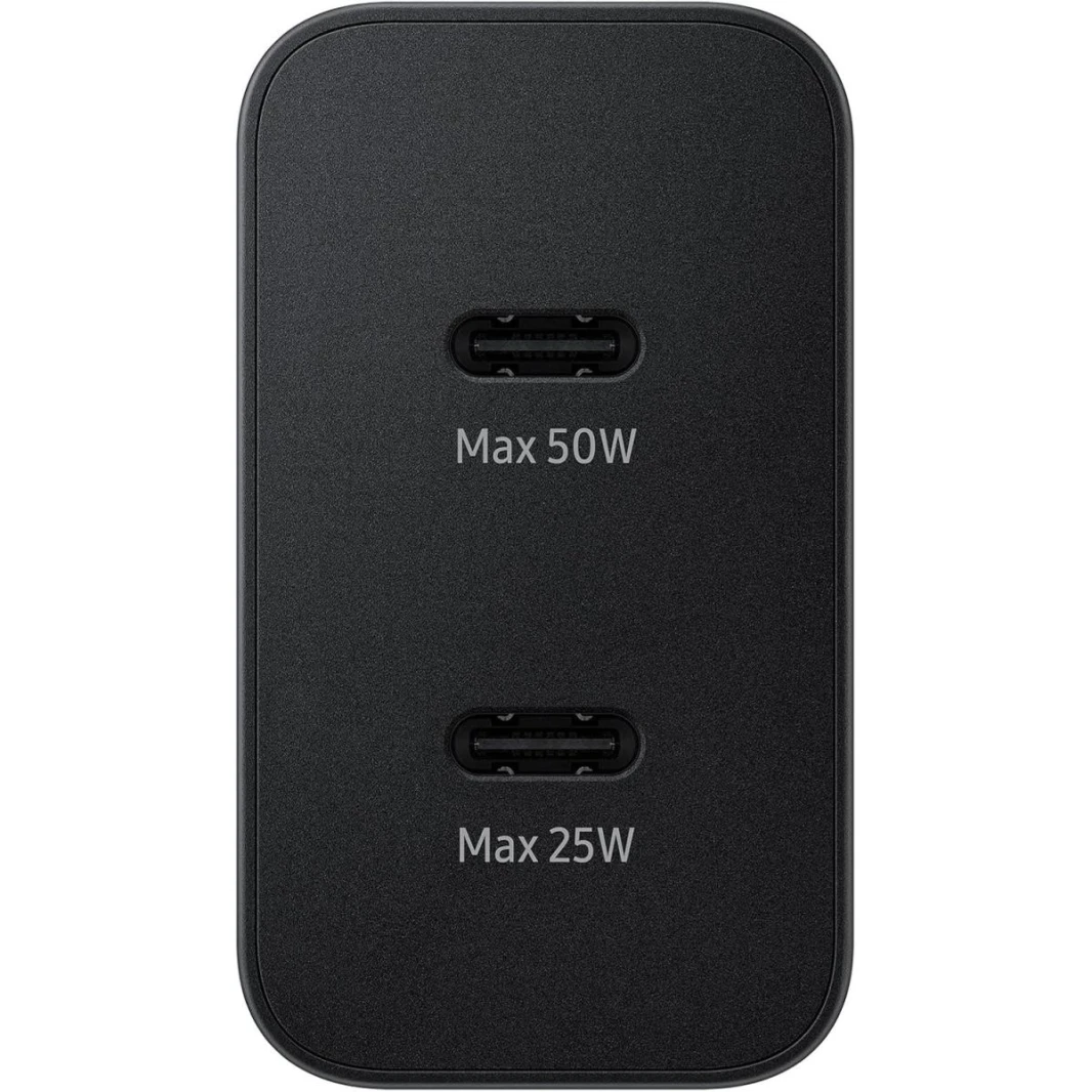 Samsung EP-T5020 Original Charger 50W Super Fast Charging, 2 USB Type-C Ports, (with cable), Black / 1 Year Warranty