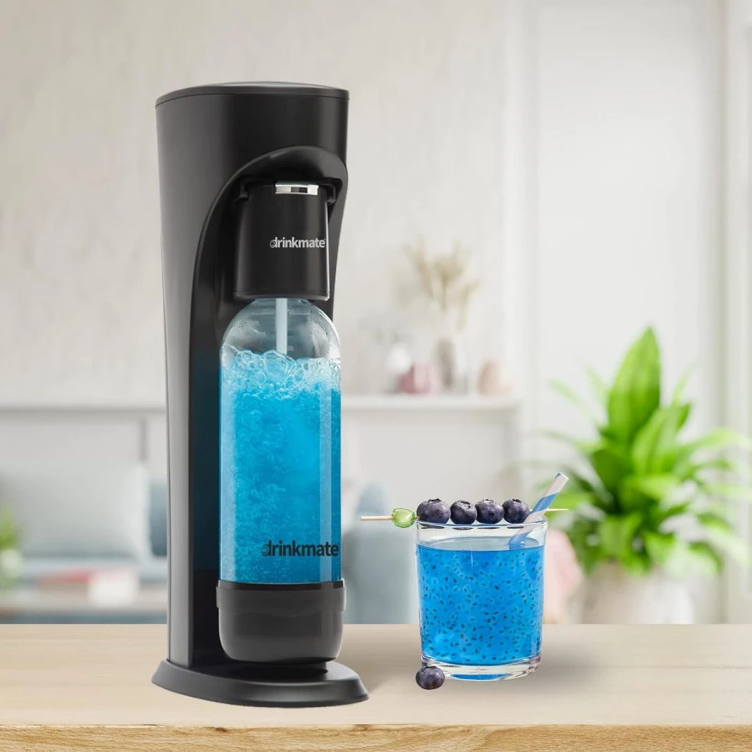 Drinkmate OmniFizz Sparkling Water and Soda Maker, Carbonates Any Drink Without Diluting It, CO2 Cylinder 60L (Included) - White