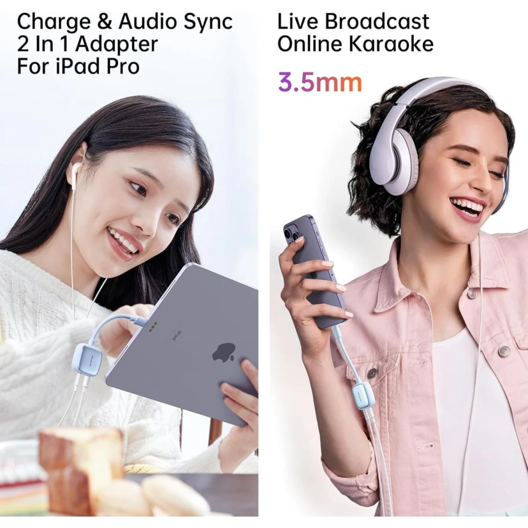 Mcdodo Lightning to 3.5mm Audio Cable+Audio Charger Splitter,2 in 1 iPhone Headphone Digital Audio Adapter Aux Adapter for iPhone