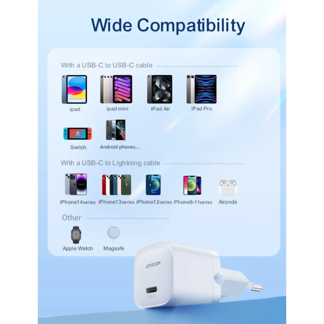Joyroom  JR-TCF02 PD 20W mini Charger - Black  / 18 Months Warranty