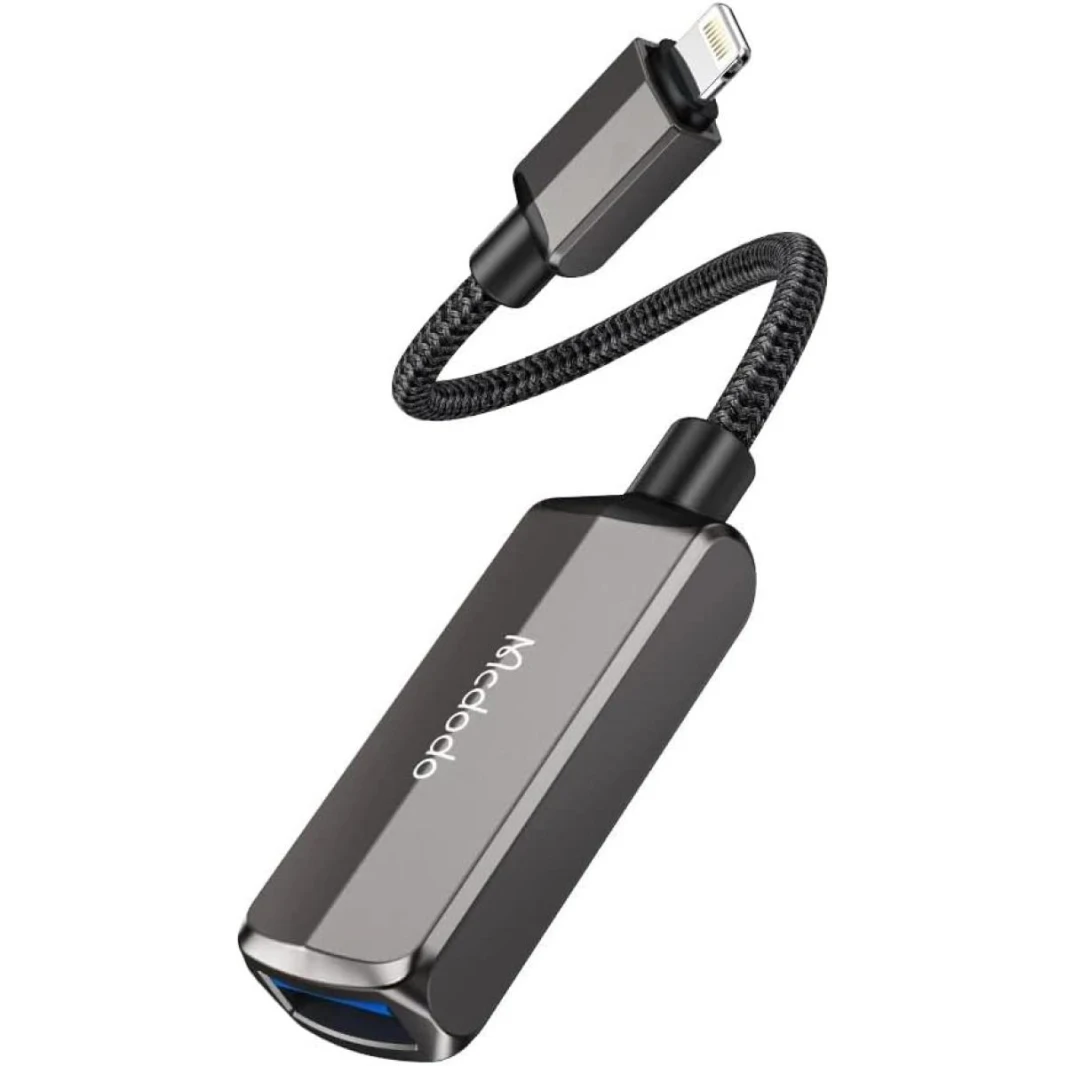 Mcdodo 2 in 1 Lightning Adapter, iPhone USB Conversion Adapter, 2 Ports (USB-A 3.0 & Lightning), 2.4A Rapid Charging, Smart Chip, Bi-Directional High Speed Data Transfer, Supports Video, Pictures
