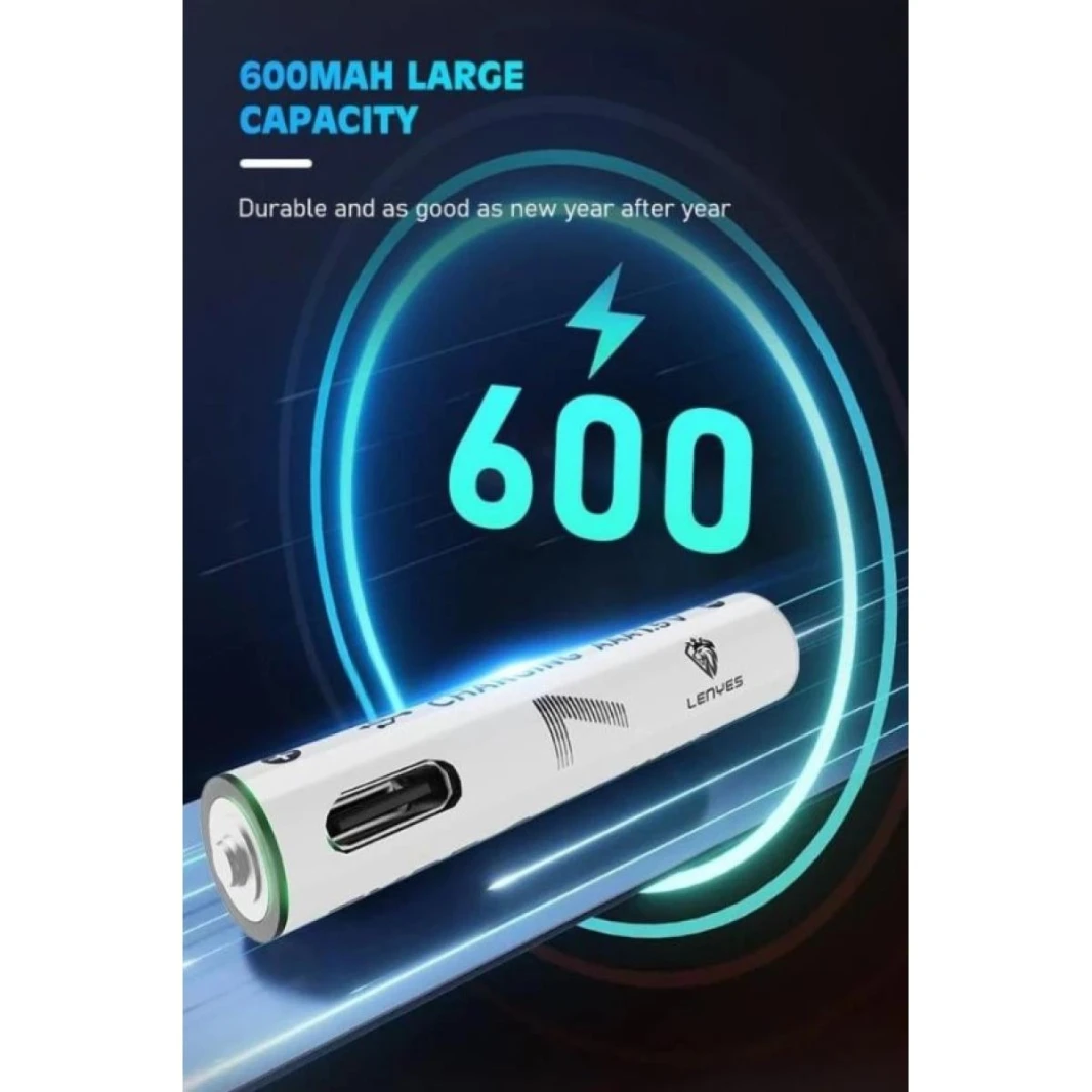 Lenyes AAA107 2x RECHARGEABLE LITHIUM Type-C 600MWH BATTERY 1.5V  - AAA