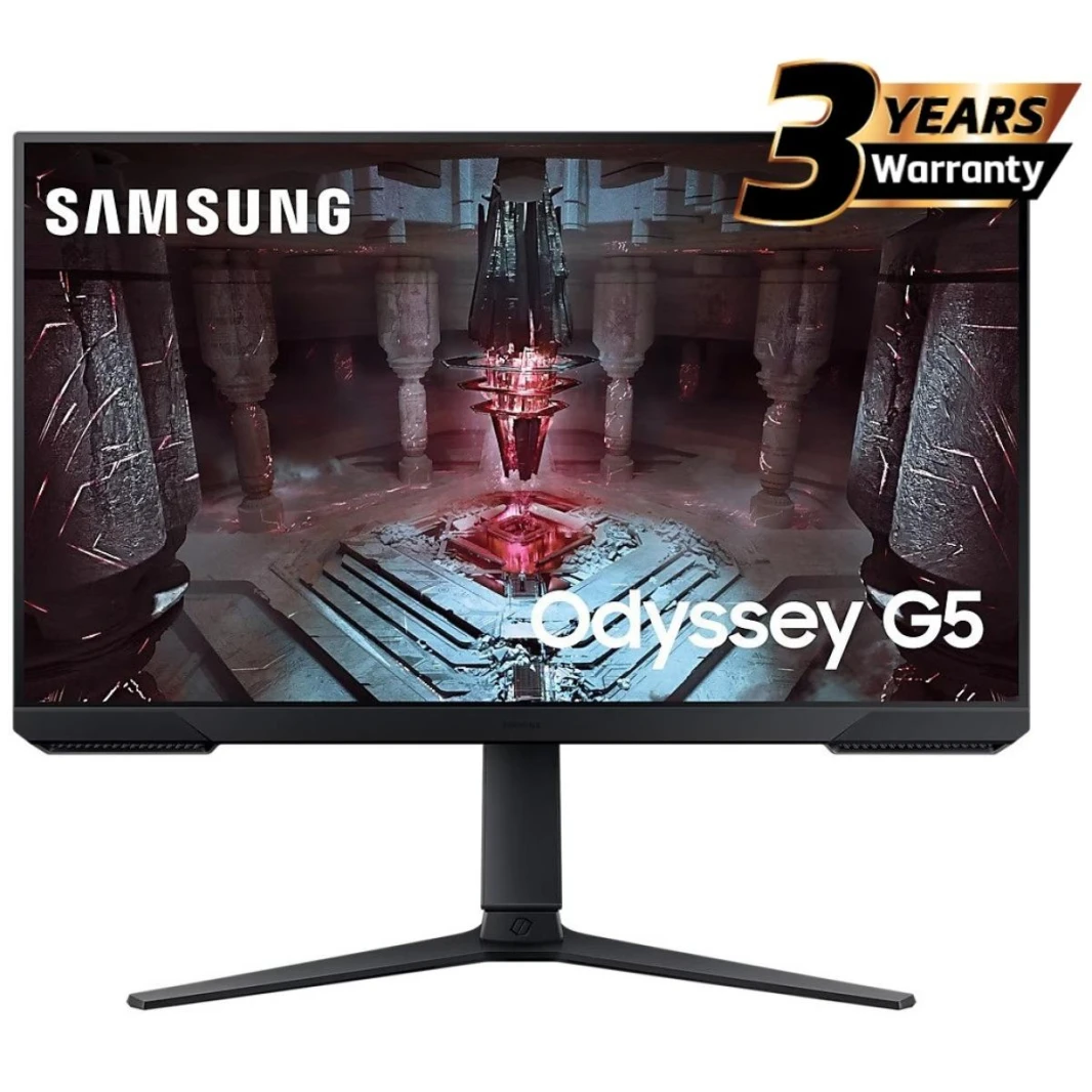 Samsung Odyssey G5 Gaming Monitor 68.5 cm (27") 2K 2560 x 1440, 165 Hz, 1ms(MPRT), HDR10, AMD Freesync, DP, HDMI, Height Adjustable Stand, Tilt, Pivot, Bezel Less, Eye-Saver - Black