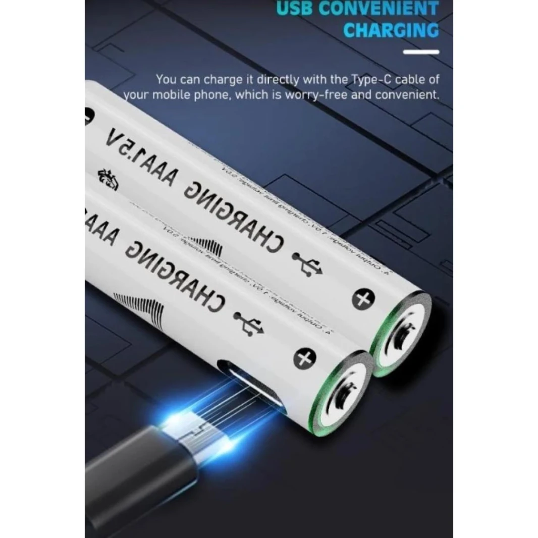 Lenyes AAA107 2x RECHARGEABLE LITHIUM Type-C 600MWH BATTERY 1.5V  - AAA
