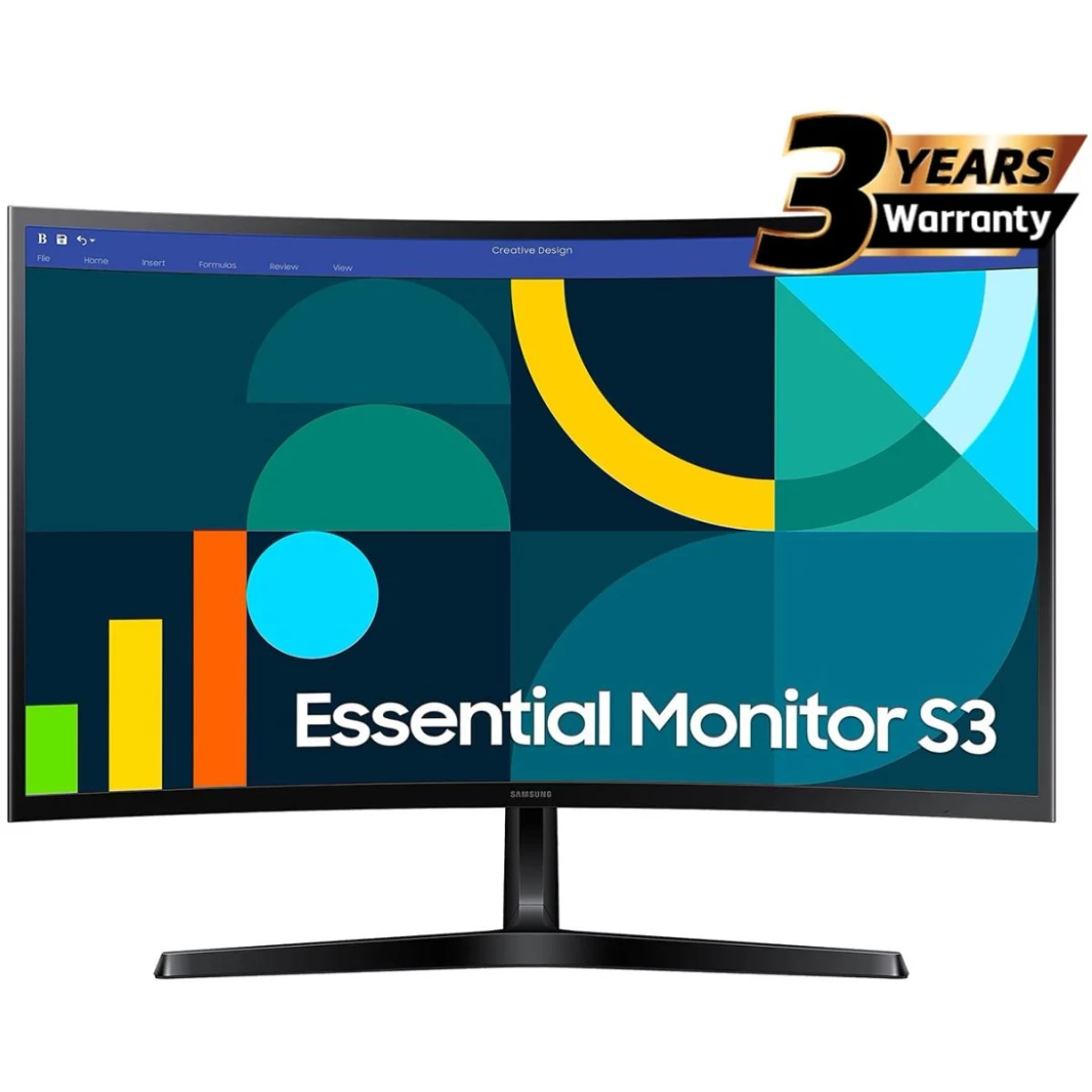 Samsung S3 Essential (D362) 27" Full-HD, VA Curved Monitor, 100Hz, 4MS (GTG), Narrow Border Design, Eye-Care Mode & Flicker Free